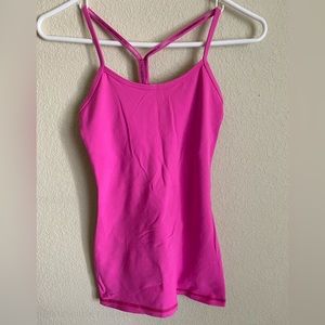 Lululemon Womens Power Y Tank Top Shirt Size 4/6 Pink Racerback Built In Bra
